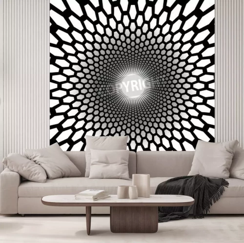 Papier peint  Tunnel hexagonal noir et blanc