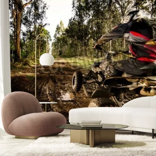 Papier peint  Un quad roulant dans la forêt