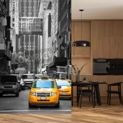 Papier peint  Fift avenue neigbourhood Yellow Cab taxi 5 ème Av New York Manhattan États-Unis