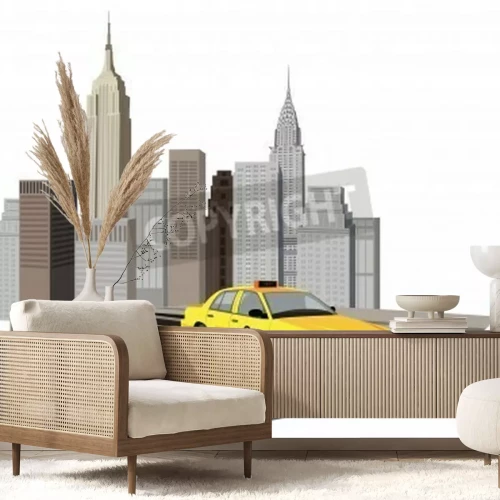 Papier peint  Image graphique avec un taxi new-yorkais