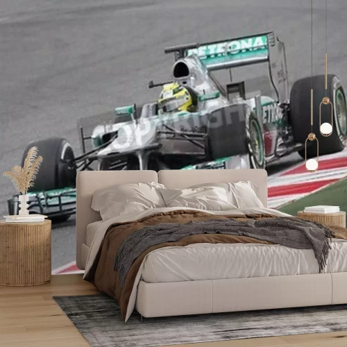 Papier peint  Nico Rosberg racing with his new Mercedes W04 at Formula One Teams Test Days at Catalunya circuit on February 24, 2013 in Montmelo, Barcelona, Spain