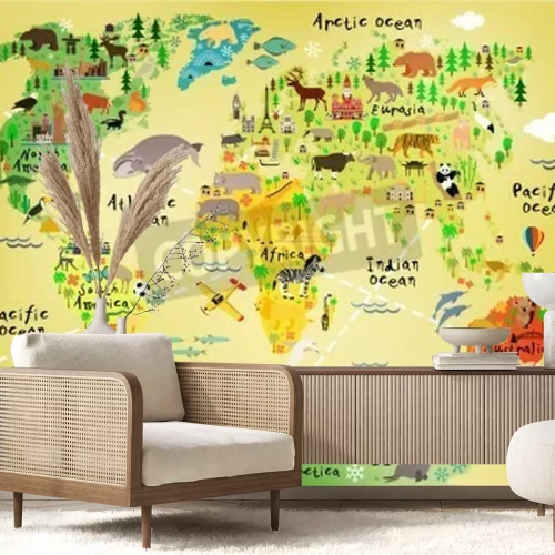 Papier peint  Cartoon carte du monde