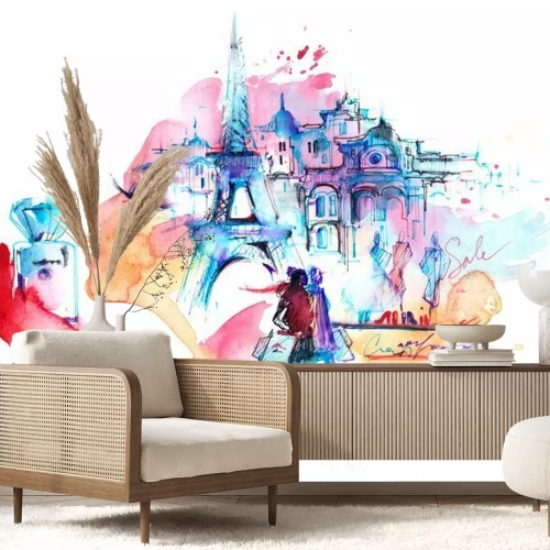 Papier peint  Paris à l'aquarelle