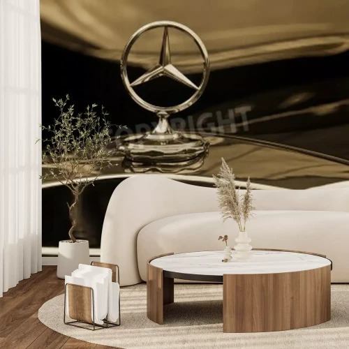 Papier peint  MOSCOW - MAY 15: Mercedes-Benz emblem logo sepia on exhibition at Â«Mercedes-Benz Classic Day-2010Â», massive oldtimer rally, Moscow, Russia, on May 15, 2010