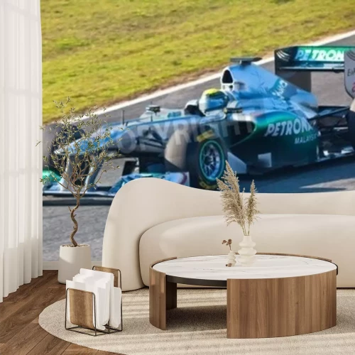 Papier peint  Formule 1 voiture rouge et bleu