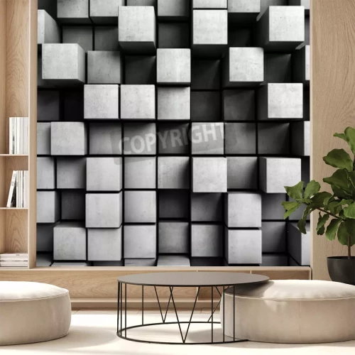 Papier peint  Cubes gris en 3D