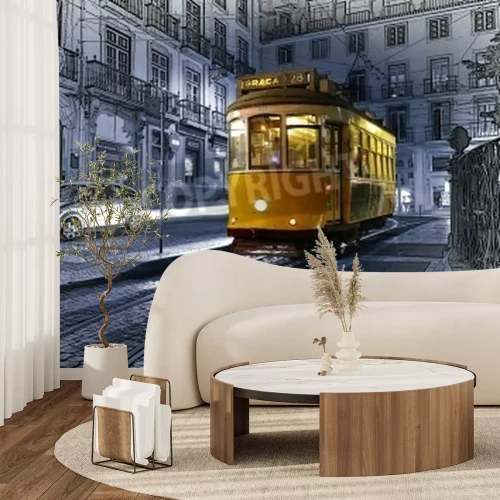 Papier peint  Lisbon tram at night