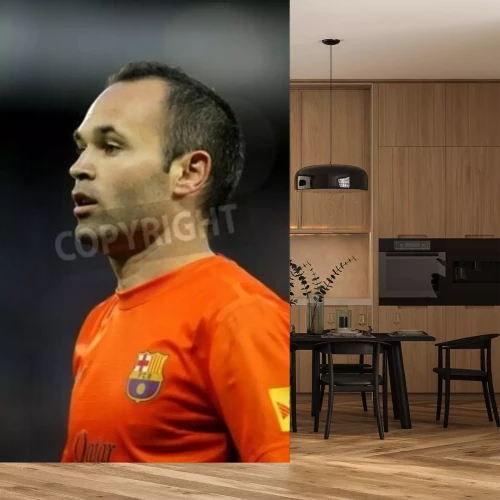 Papier peint  Andres Iniesta portant le maillot de FC Barcelone