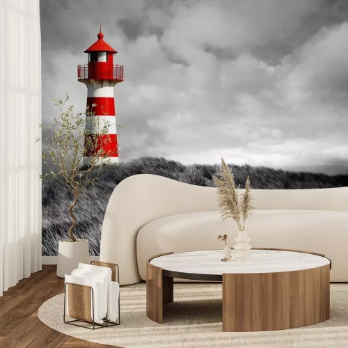 Papier peint  Phare noir et blanc sur les dunes