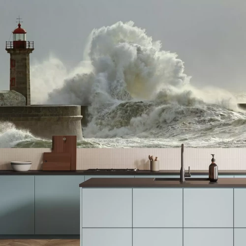 Papier peint  Phare maritime sous la tempête