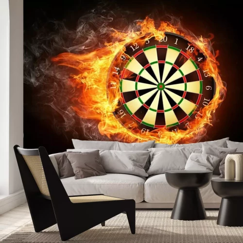 Papier peint  Cible et fléchettes en flammes