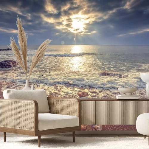 Papier peint  Coucher de soleil sur le paysage marin