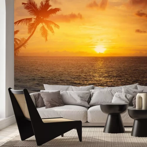 Papier peint  Plage sous les palmiers