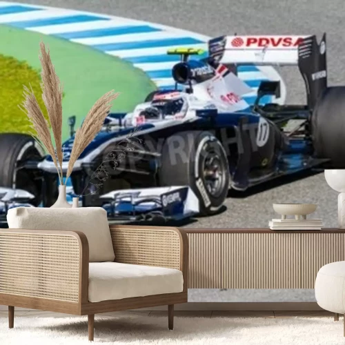 Papier peint  Bolide blanc et bleu