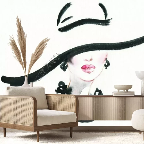 Sticker  portrait de femme avec chapeau