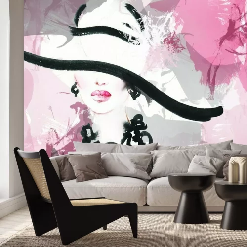 Sticker  portrait de femme avec chapeau