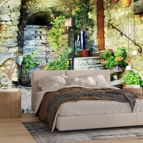 Papier peint  Ruelle peinte et marches