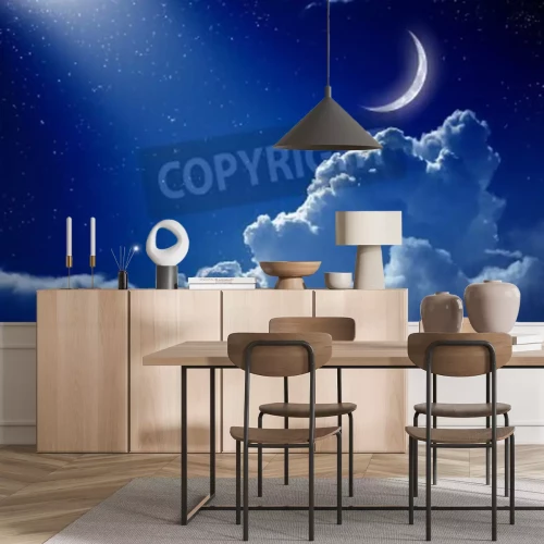 Papier peint  Croissant de lune et nuages