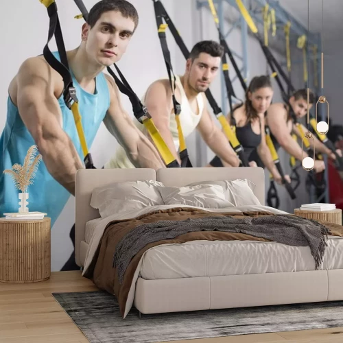 Sticker  People at gym doing trx rope exercises