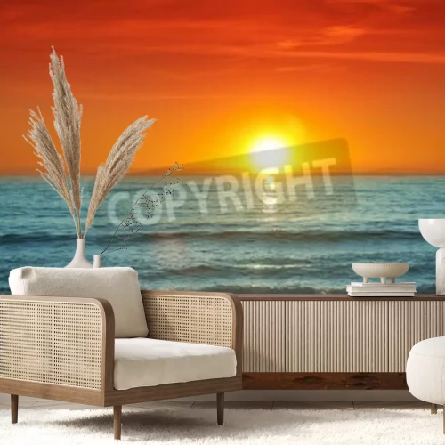 Papier peint  Plage espagnole et coucher de soleil