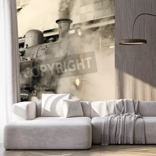 Papier peint  Train dans un nuage de vapeur