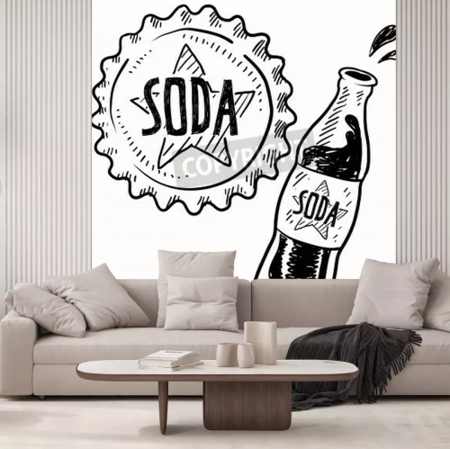 Papier peint  Motif noir et blanc avec boisson