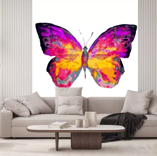 Sticker  Papillon jaune et mauve