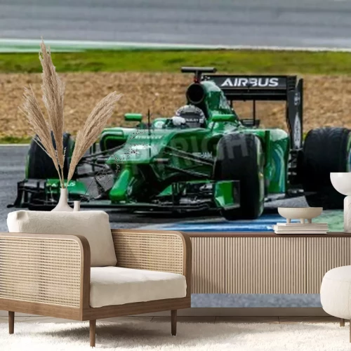 Papier peint  Formule 1 voiture vert sur la piste