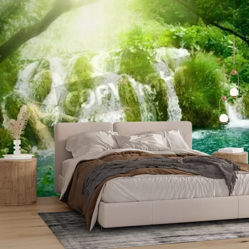 Papier peint  Paysage avec une chute d'eau dans la forêt vierge