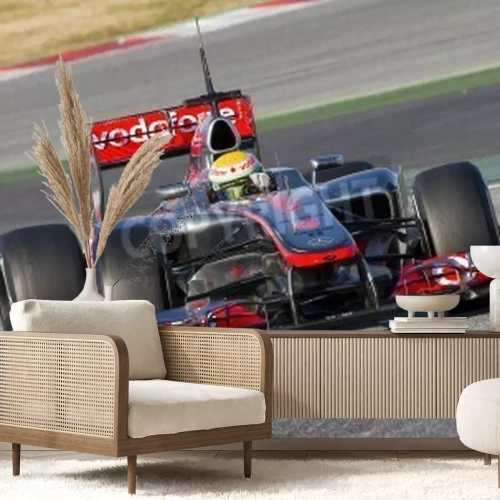 Papier peint  Formule 1 voiture rouge et bleu foncé