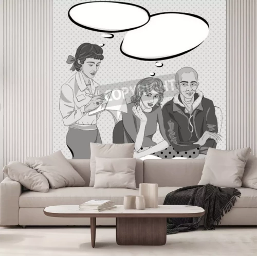 Papier peint  Pop art noir et blanc dessin