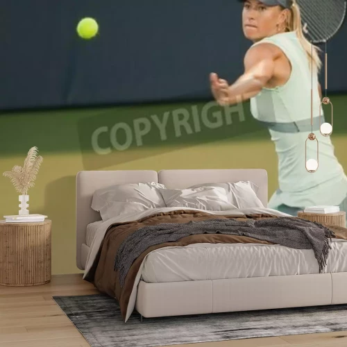 Papier peint  Une joueuse de tennis joue une balle