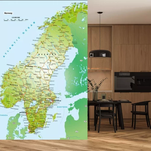 Papier peint  Carte détaillée de la Norvège