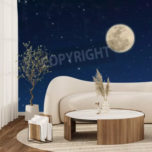 Papier peint  Pleine lune et étoiles