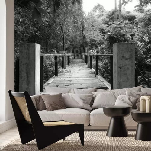 Papier peint  Pont noir et blanc jungle