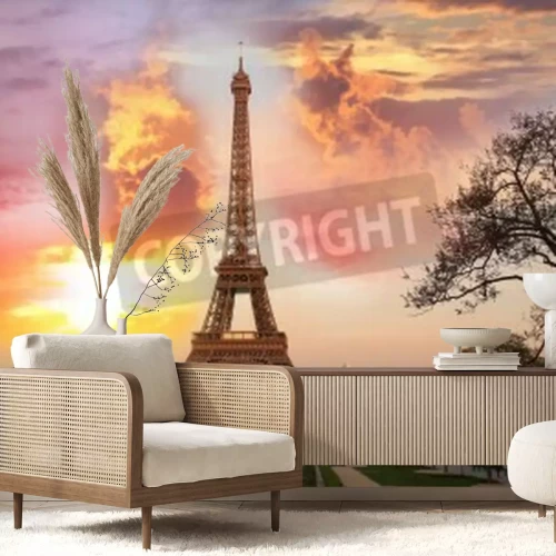 Papier peint  Paris la Tour Eiffel au soleil couchant
