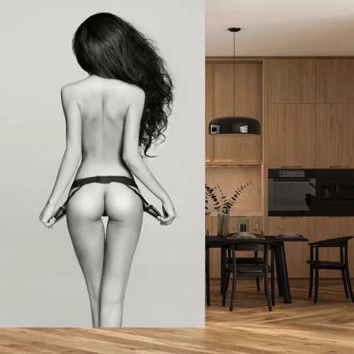 Papier peint  Corps érotique d'une femme en noir et blanc