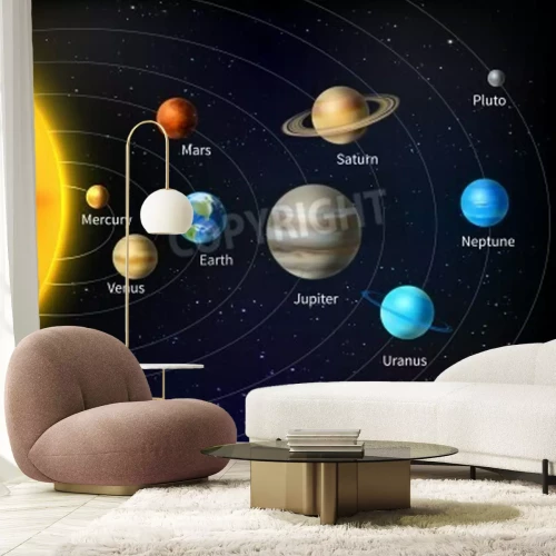 Papier peint  Représentation symbolique du système solaire