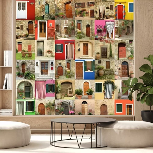 Papier peint  Portes et fenêtres colorées