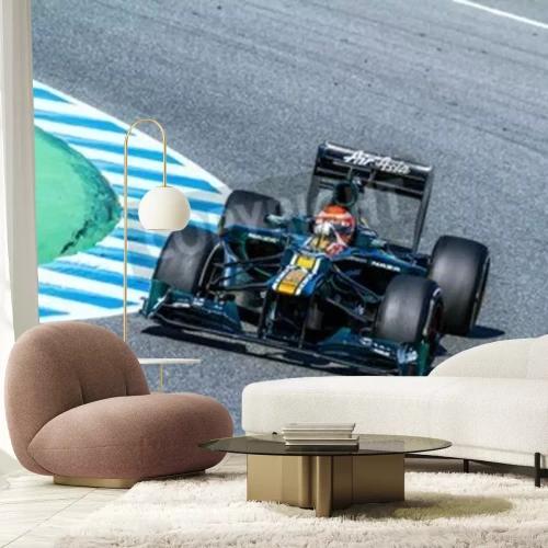 Papier peint  Bolide bleu dans un virage