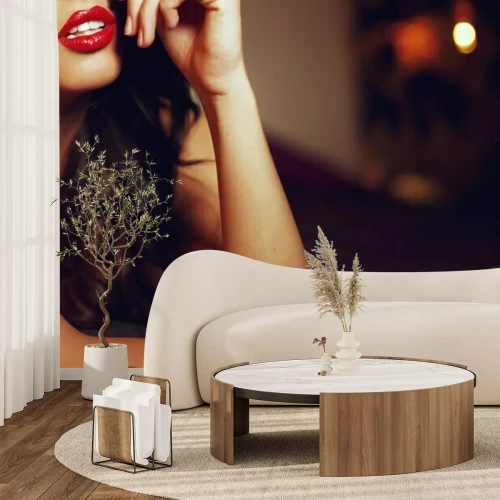 Papier peint  Cadre érotique d'une femme et de ses lèvres