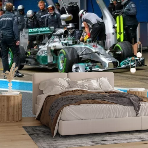 Papier peint  JEREZ DE LA FRONTERA, SPAIN - JAN 31: Nico Rosberg of Mercedes AMG Petronas F1 leaving the pit on training session on January 31 , 2014, in Jerez de la Frontera , Spain