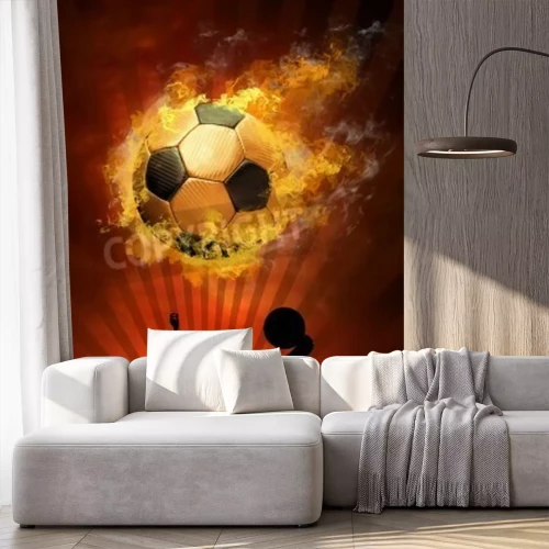 Papier peint  Ballon en grosses flammes