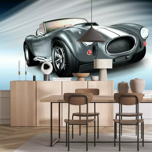 Papier peint  Voitures anciennes, voitures de sport avec un fond noir