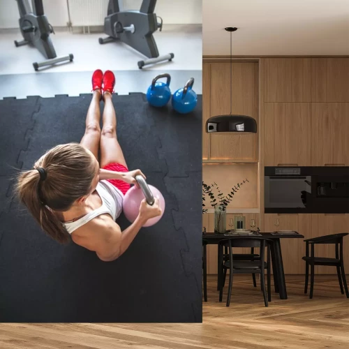 Sticker  Femme travaillant sur ses abdos avec kettlebell
