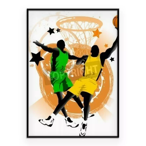 Poster  Graphique de joueurs de basketball pendant un match