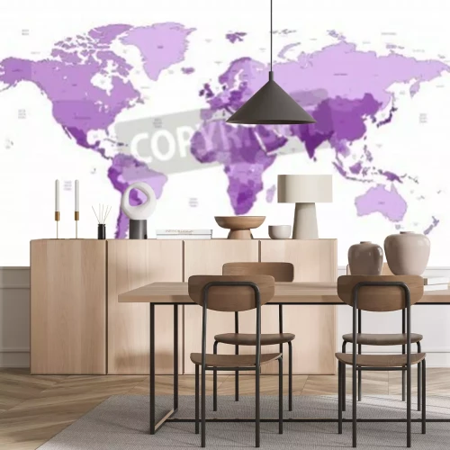Papier peint  Carte du monde violette
