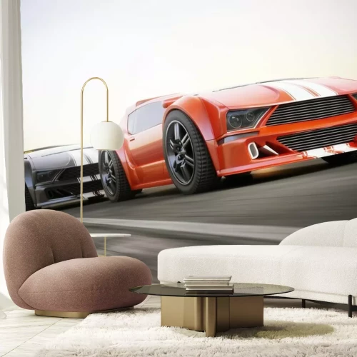 Papier peint  La course, Exotique course voitures de sport avec le flou de mouvement