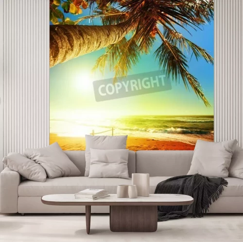 Papier peint  Plage de palmiers et océan exotique