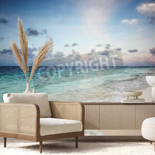 Papier peint  Plage côtière et nuages